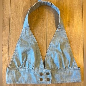 Rumor Boutique Chambray Denim Halter Top - M